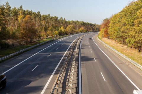 Hardly any traffic on the A13 Berlin Dresden motorway, near Radeburg, Saxony, Germany, Europe