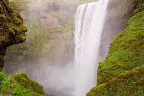 Skógafoss is a waterfall situated on the Skógá River in the south of Iceland