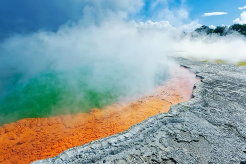 Champagne pool, Waiotapu Thermal Park, Waiotapu, Rotorua, Bay of Plenty, North Island, New Zealand,