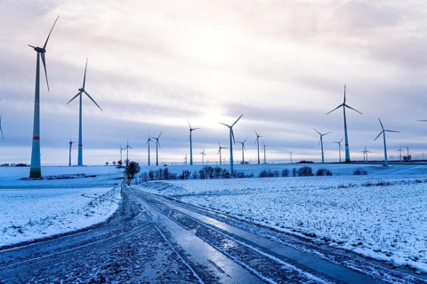 Wind farm, north of Lichtenau, self-proclaimed energy town, over 190 wind turbines and over 1200