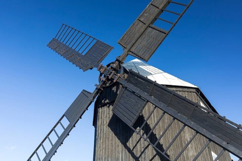 Trestle windmill in Kottmarsdorf, Kottmar, Oberlausitzer Bergland, Saxony, Germany, Europe