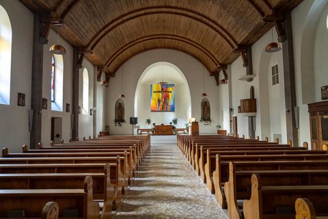 Interior of the Church of the Holy Cross in Siusi allo Sciliar, South Tyrol, Italy, Europe