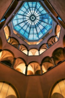 Atrium with glass dome in a commercial building, Zurich, Switzerland, Europe