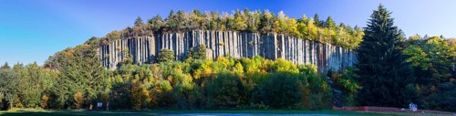 Basalt columns, the so-called organ pipes at Scheibenberg, Erzgebirge, Saxony, Germany, Europe