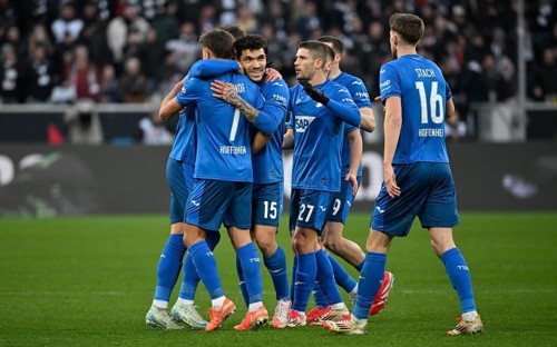 Goal celebration Anton Stach TSG 1899 Hoffenheim (16) Tom Bischof TSG 1899 Hoffenheim (07) Andrej