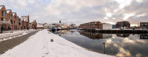 Panorama of the old town and harbour with water gate, St. Mary's Church and St. George's Church in
