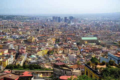 View of Naples and Vesuvius from Castel Sant'Elmo, Campania, Italy, Europe