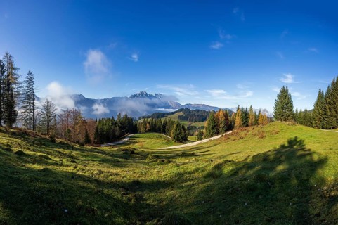 View from the Moosegg high plateau to the Hoher Göll, Golling, Osterhorn group, Salzburg province,