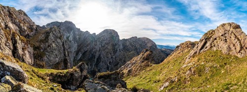 Panoramic view of the top of the Aiako Harria or Peñas de Aya mountain in the town of Oiartzun,