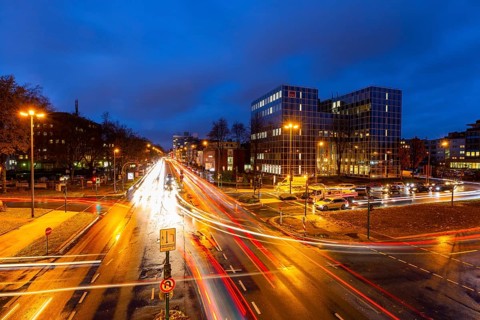 Bundesstrasse B224, Alfredstrasse, in Essen Rüttenscheid, evening rush hour traffic, this area