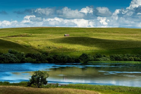 Lake of La Godivelle (lac d'en bas), plateau of Cezallier, Regional Nature Park of Volcans
