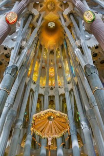 Interior of the Familia Sagrada, religion, Christianity, by the architect Antonio Gaudi in