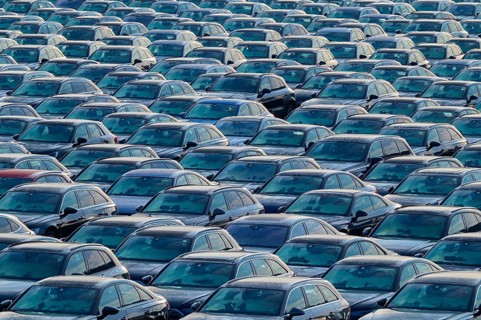 Large number of cars on assembly point, Brand Audi, Germany, Europe