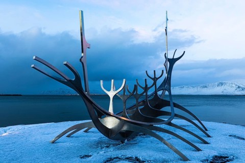 Viking Ship Sculpture, Sun Voyager, Reykjavik, Reykjanes Peninsula, Sudurnes, Iceland, Europe