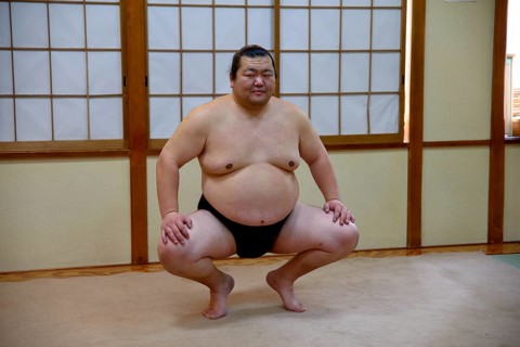 Sumo wrestler during training, Asakusa, Tokyo, Japan, Asia