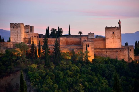 Alhambra castle on Sabikah Hill, one of the most important buildings in the Moorish style, Unesco