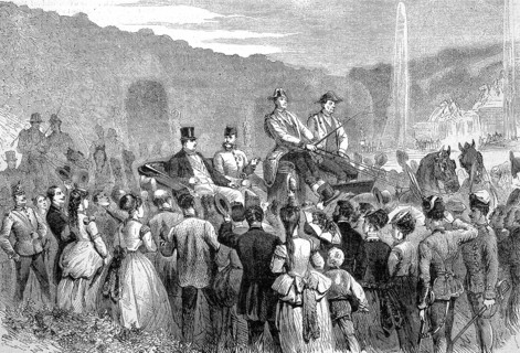 The Austrian Emperor and Prince Napoleon in the Park at Schönbrunn, 1869, Austria, Historic,