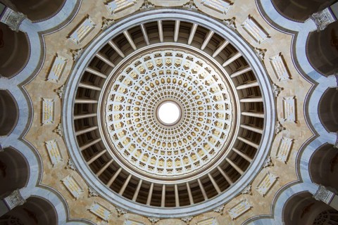 Dome, monument Befreiungshalle Kehlheim, round hall with dome, 45 m high, 29 m diameter,