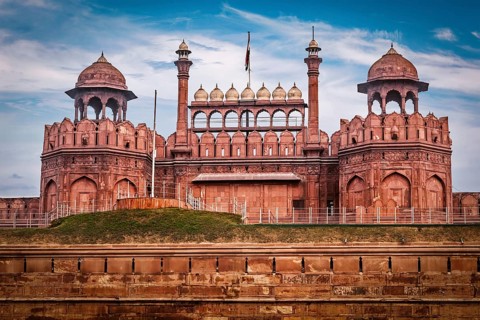Lahori Gate of Red fort Lal Qila constructed in 17th century by Mughal king Shah (Jahan) UNESCO