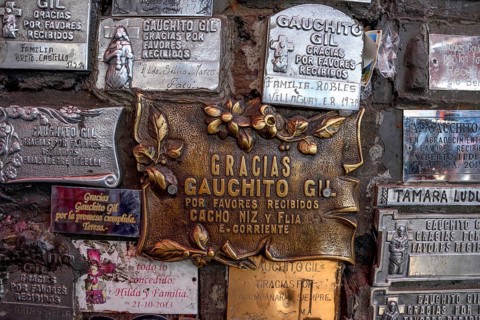 Name plaques in the Shrine of the popular saint Antonio Mamerto Gil Núñez, better known as Gauchito