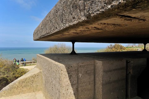 Distance measuring post of the Longues Battery, part of the Atlantic Wall in Longues-sur-Mer,