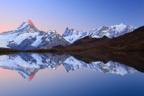 Bachalpsee, Schreckhorn, 4078 m, Finsteraarhorn, 4274 m, Bernese Oberland, Switzerland,