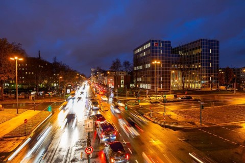 Bundesstrasse B224, Alfredstrasse, in Essen Rüttenscheid, evening rush hour traffic, this area