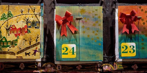 Large Advent Calendar at the Old Town Hall, Nostalgic Christmas Market, Detail, Hattingen, Ruhr