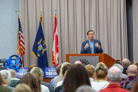 Warren, Michigan USA - 29 March 2025 - The Michigan Democratic Party hosted a 'People's Town Hall.'