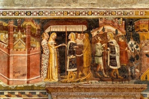Frescoes in the interior of Trento Cathedral or San Vigilio Cathedral, Trento, Trentino, Italy,