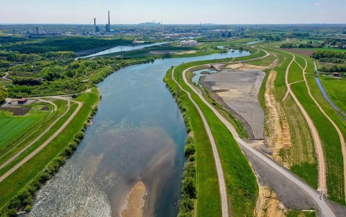 Haltern-Marl, North Rhine-Westphalia, Germany, Lippe, Flood protection in the