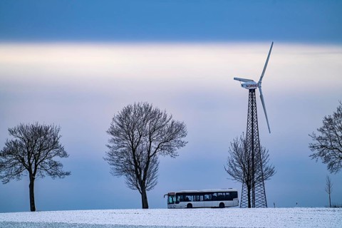 Country road, local train, wind farm, north of Lichtenau, self-proclaimed energy town, over 190