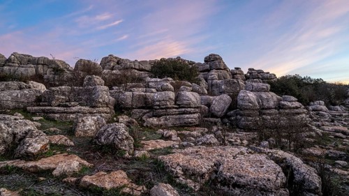 Bizarre limestone rock formations, El Torcal nature reserve, Torcal de Antequera, Malaga province,