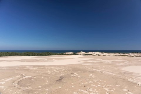 Lacka Dune on a sunny day with a blue sky in the Slowinski National Park, northern Poland on the