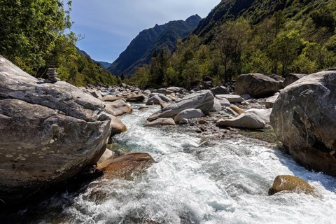 Rocks in the Verzasca River between Lavertezzo and Brione, Verzasca Valley, Valle Verzasca, Canton