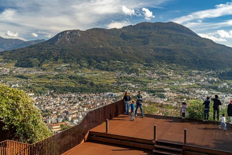 The Terrazza Panoramica Busa Degli Orsi viewing platform in the Sardagna district with a view of