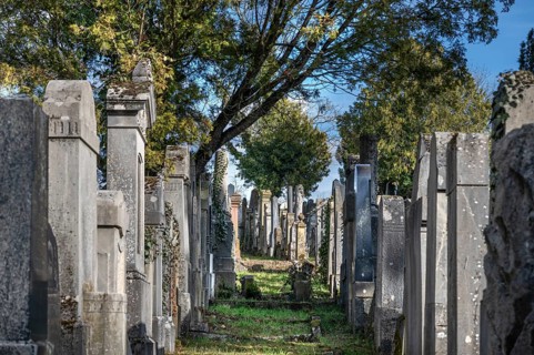 Old gravestones at the Israeli cemetery, inaugurated in 1882, Werner-von Siemens Str. 2, Würzburg,