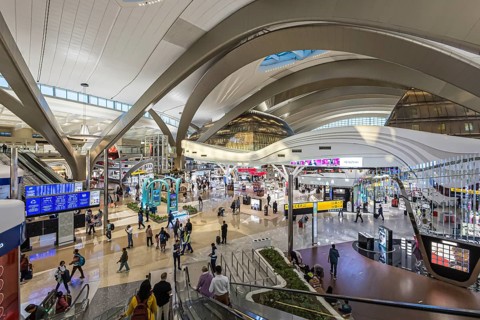 Abu Dhabi Airport, Zayed International Airport with passengers. The new Terminal A has a capacity