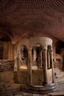 Interior view of the crypt, remains of the Roman baths, Hagios Demetrios church, also known as