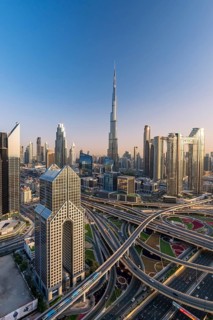 Dubai skyline, Burj Khalifa tallest building in the world, United Arab Emirates, Asia