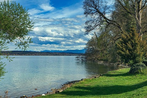 The shore of Lake Starnberg in Bernried, Germany, Europe