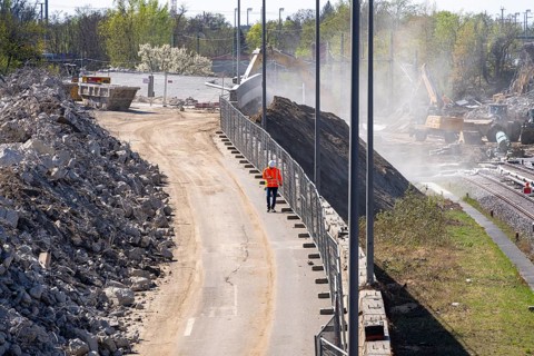 Demolition work, motorway construction site Berlin, A 100 at ICC, Berlin, Germany, Europe