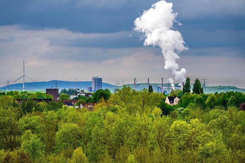View over the north-western Ruhr area, from Essen to Bottrop, forest, green areas in