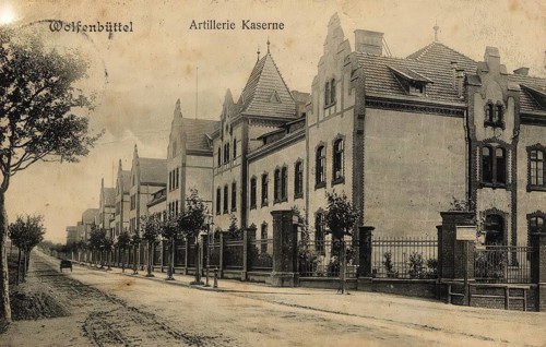 Historical postcard, picture postcard, artillery barracks in Wolfenbüttel, Lower Saxony, Germany,