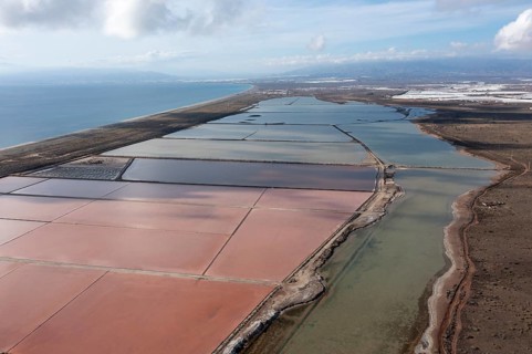 Salt ponds in the salt works, Las Salinas de Cabo de Gata, Almeria, Andalusia, Spain, Europe