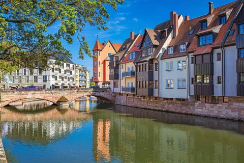 Pegnitz at flea market in Nuremberg, Germany, Europe