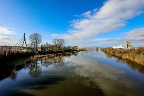 Lippe, flood in the renaturalised floodplain area at the mouth of the Lippe into the Rhine, on the