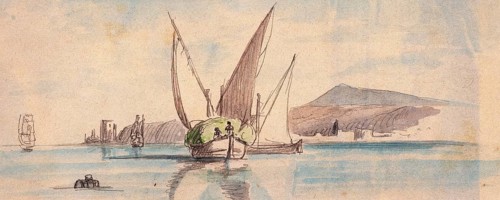 Diving fishermen on the Tagus River, Belem, Lisbon, Portugal, digital reproduction of a painting by