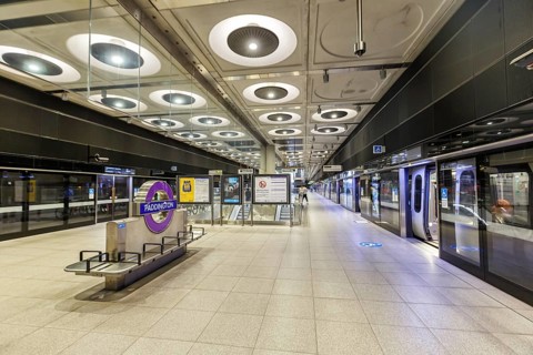 Paddington underground station on the Elizabeth Line Crossrail underground in London, Great Britain