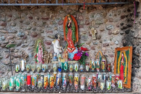Chimayo, New Mexico, Prayer candles at El Santuario de Chimayo, a Roman Catholic pilgrimage shrine